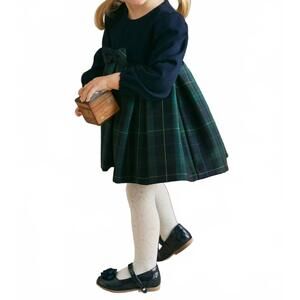 NEW ABEL & LULA milano plaid dress in navy